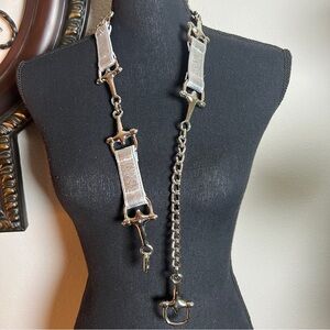 ESCADA Women’s Vintage Silver Tone Metal Equestrian Horse Bit Chainlink Belt